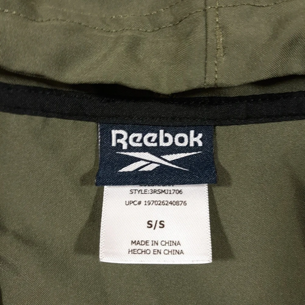 Reebok Windbreaker Jacket Mens Size Small Track Warm-Up Green Colorblock